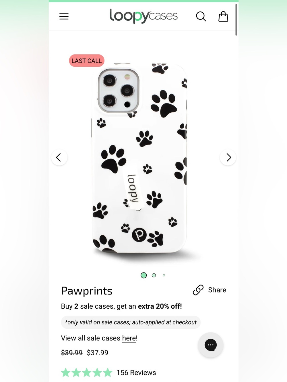 iPhone 16 Plus loopy doggy paw print case & holder/bag “stop the drop” NEW! - Picture 2 of 16